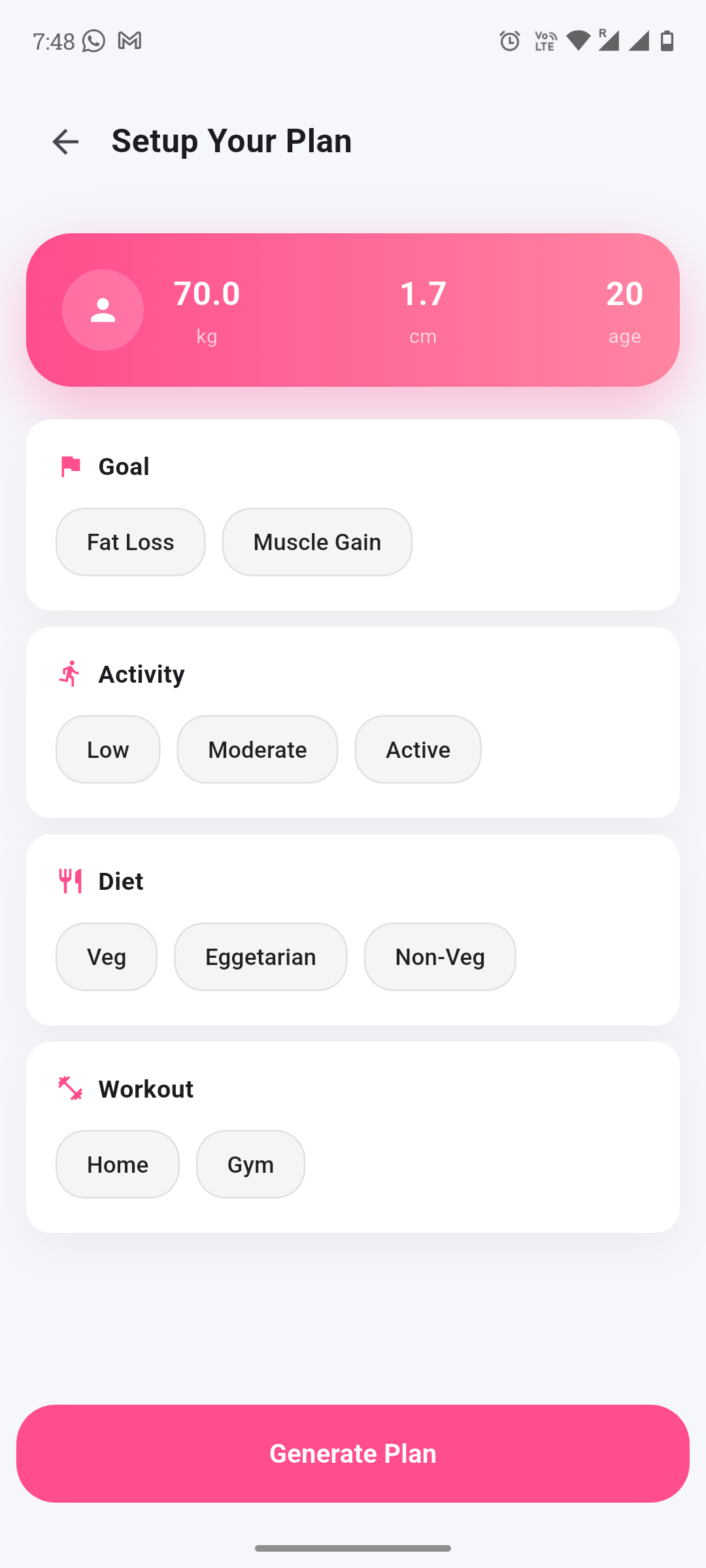 One Bmi app screen 9