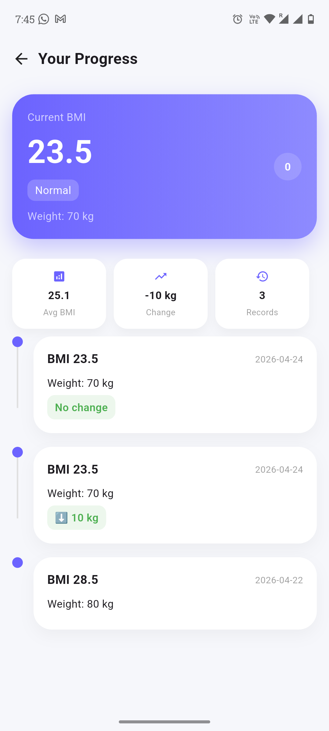 One Bmi app screen 5