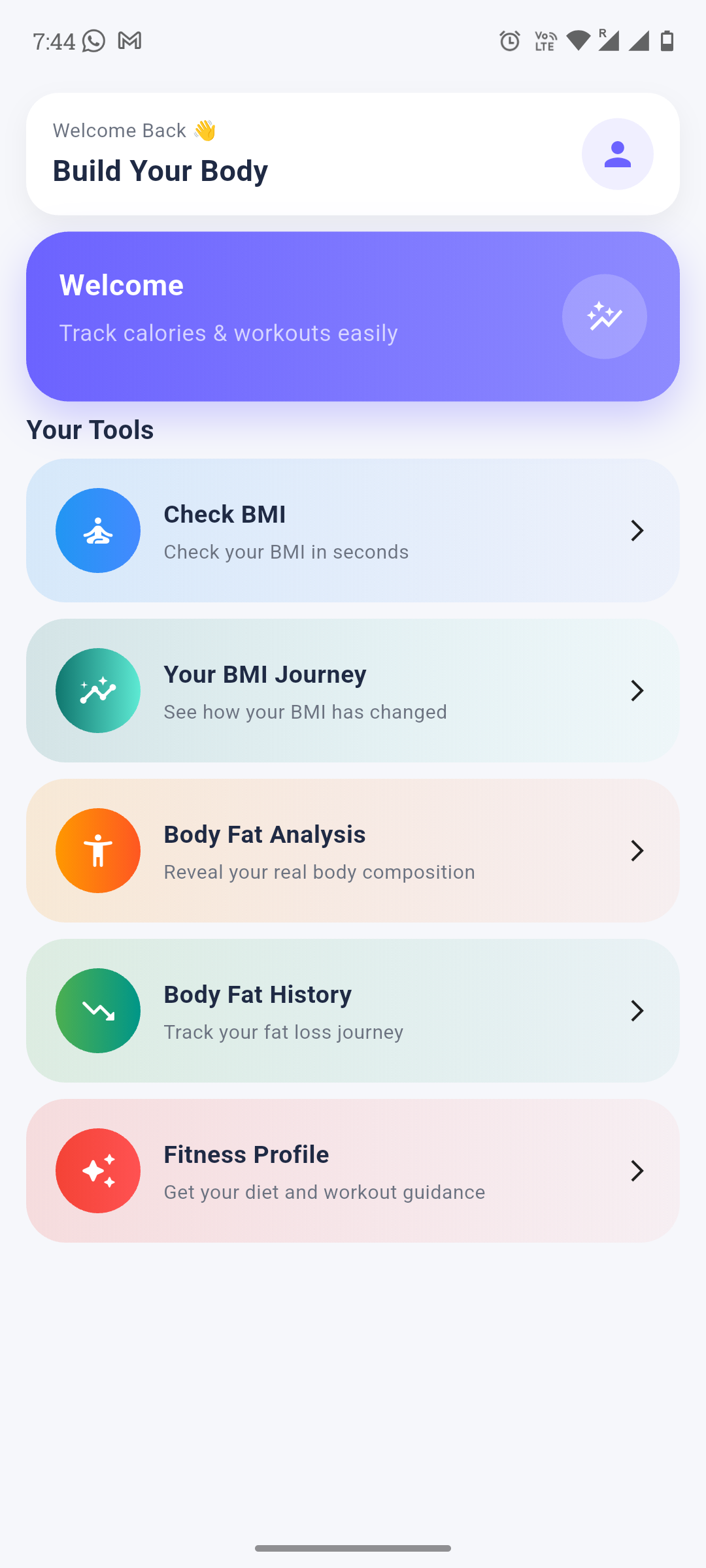 One Bmi app screen 6